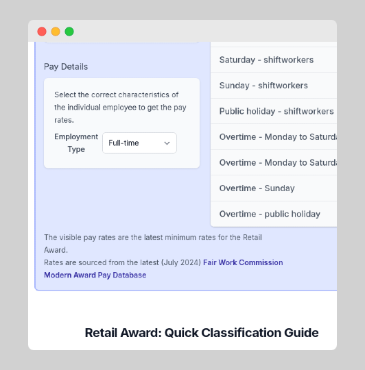 General Retail Industry Award 2024 pay rate viewer and classification guide